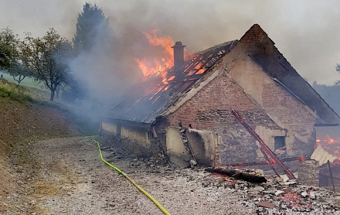 Brand eines landwirtschaftlichen Objektes in Kreisbach