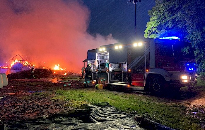 Brand eines landwirtschaftlichen Gebäudes